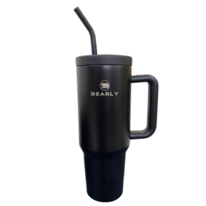 Black NORVA insulated stainless steel tumbler with lid, reusable vacuum-insulated water tumbler for hot and cold beverages